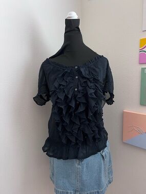 Abercrombie Ruffle Sheer Top (M)